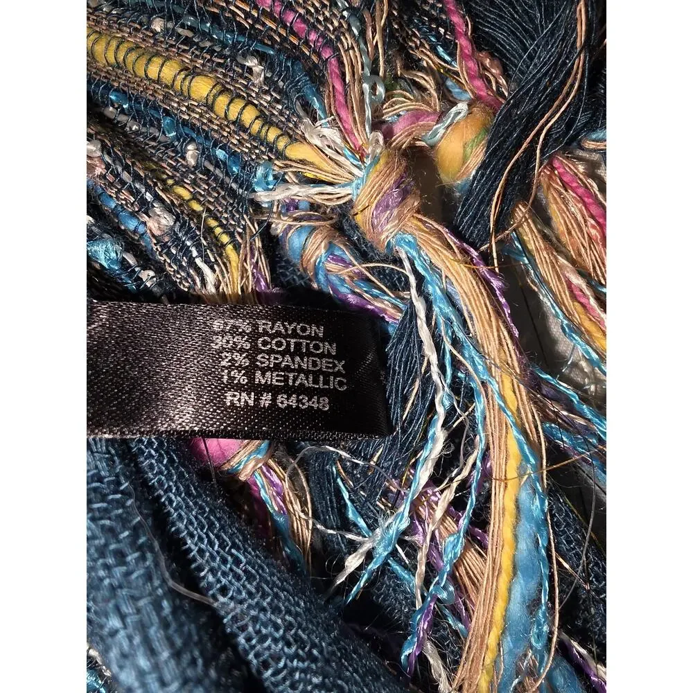 Extra long doublesided versatile scarf shawl handmade metallic threads statement
